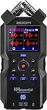 Zoom H4essential Grabadora práctica de 4 pistas con flotador de 32 bits, accesibilidad, micrófonos estéreo, 2 entradas combinadas XLR/TRS, grabación a tarjeta SD, interfaz USB, para músicos