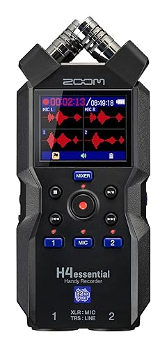 Grabadora portátil de 4 pistas Zoom H4essential con 32 bits Float, Accesibilidad, Micrófonos Estéreo, 2 Entradas Combo XLR/TRS, Grabación en Tarjeta SD, Interfaz USB, para Músicos, Podcasters, Cineastas