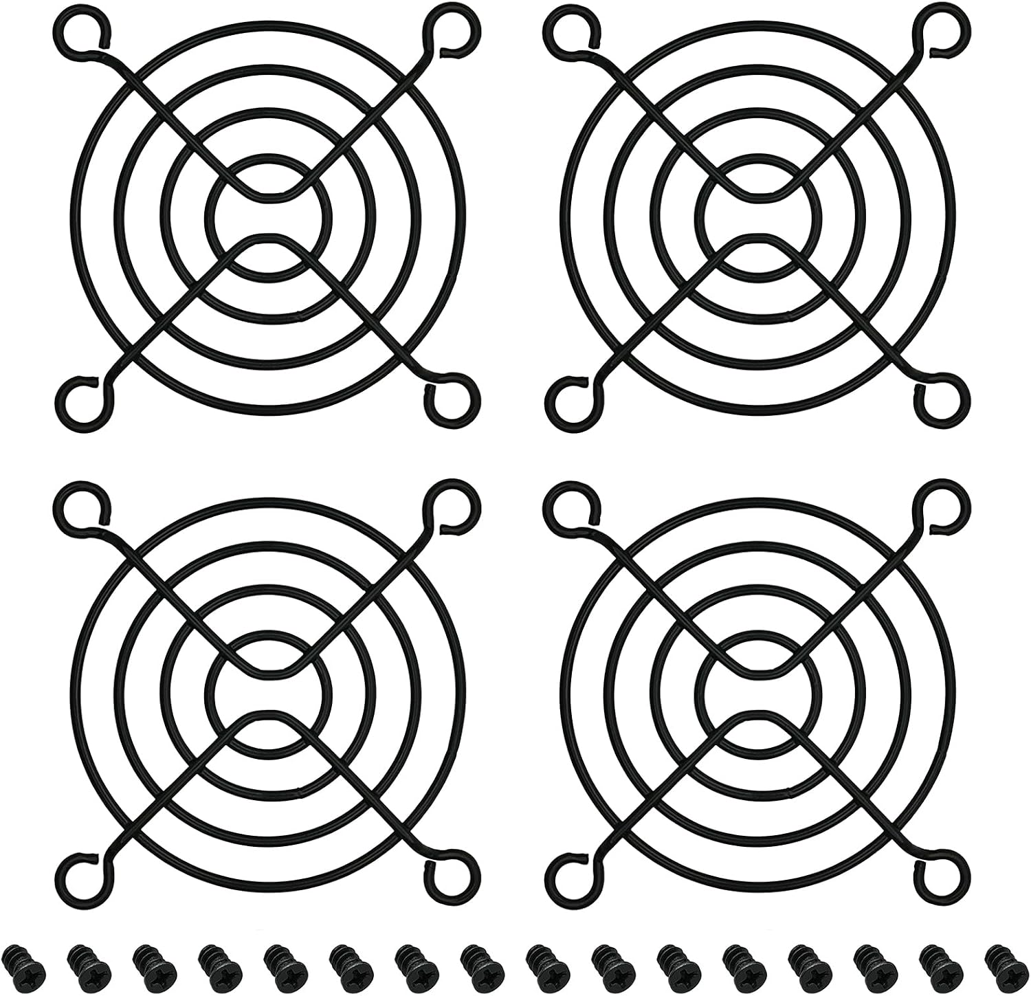 HiQltyla 60mm Fan Grill with Screws, Desktop Computer Case Fan Grills for 60mm Fans, Black Color - 4 Pack