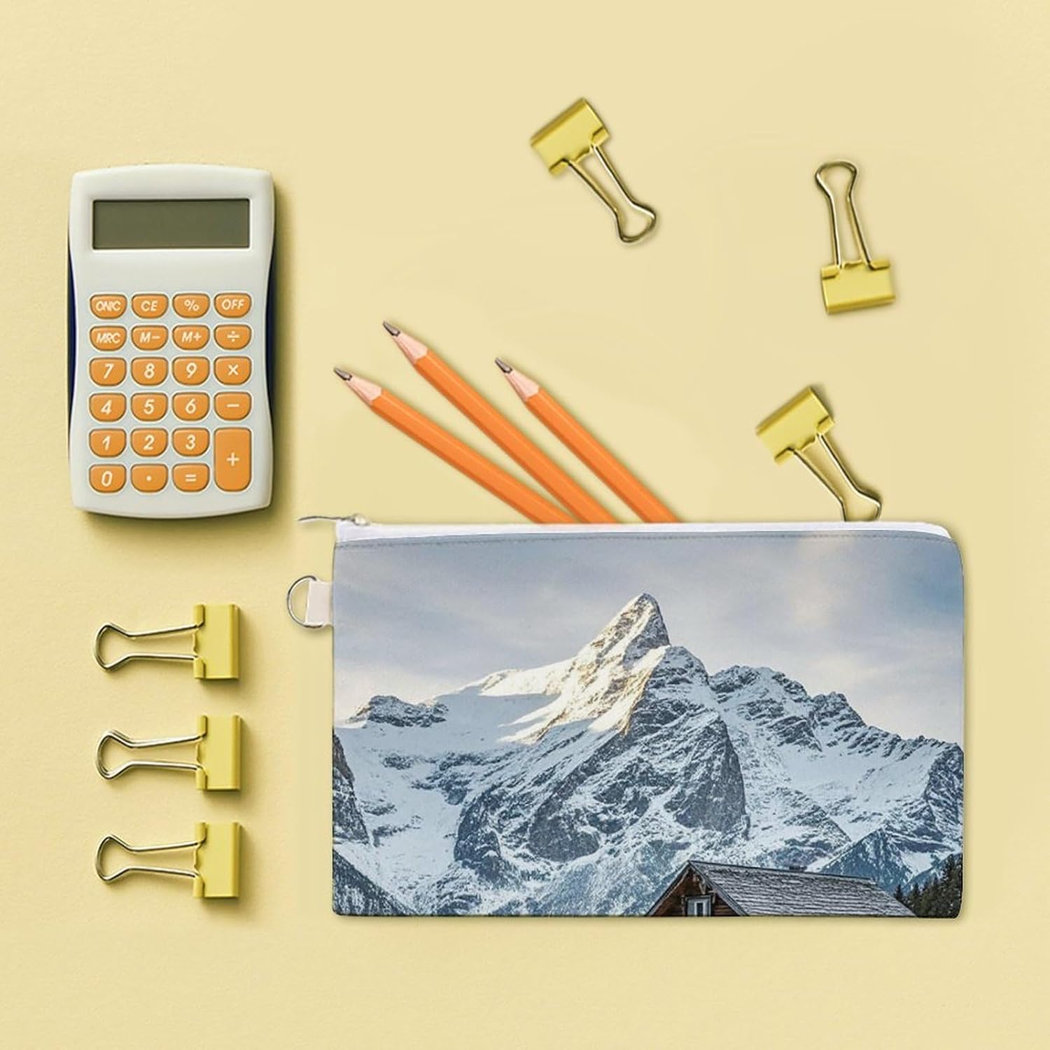 Snow Mountain Cabin Coin Purse Coin Pouch with Zipper for Men Women Portable Change Wallet Canvas Coin Bag