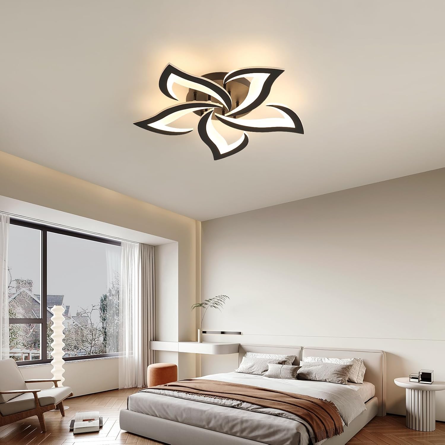 Comely Deckenlampe Led, Deckenleuchte Dimmbar, 40W 4200LM 3000k-6500k Mit Fernbedienung/APP, Moderne Deckenlampe für Wohnzimmer, Schlafzimmer, Kinderzimmer,Schwarz