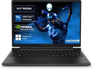 Dell Alienware 15 Gaming Laptop, AI Enabled Intel Core 7 240H, NVIDIA GeForce RTX 5050 8GB GDDR7, 16GB:512GB SSD, 15.3" WUXGA 165Hz 300 nits Display, Alienware Backlit Keyboard,Win 11 + MSO'24, 2.25kg