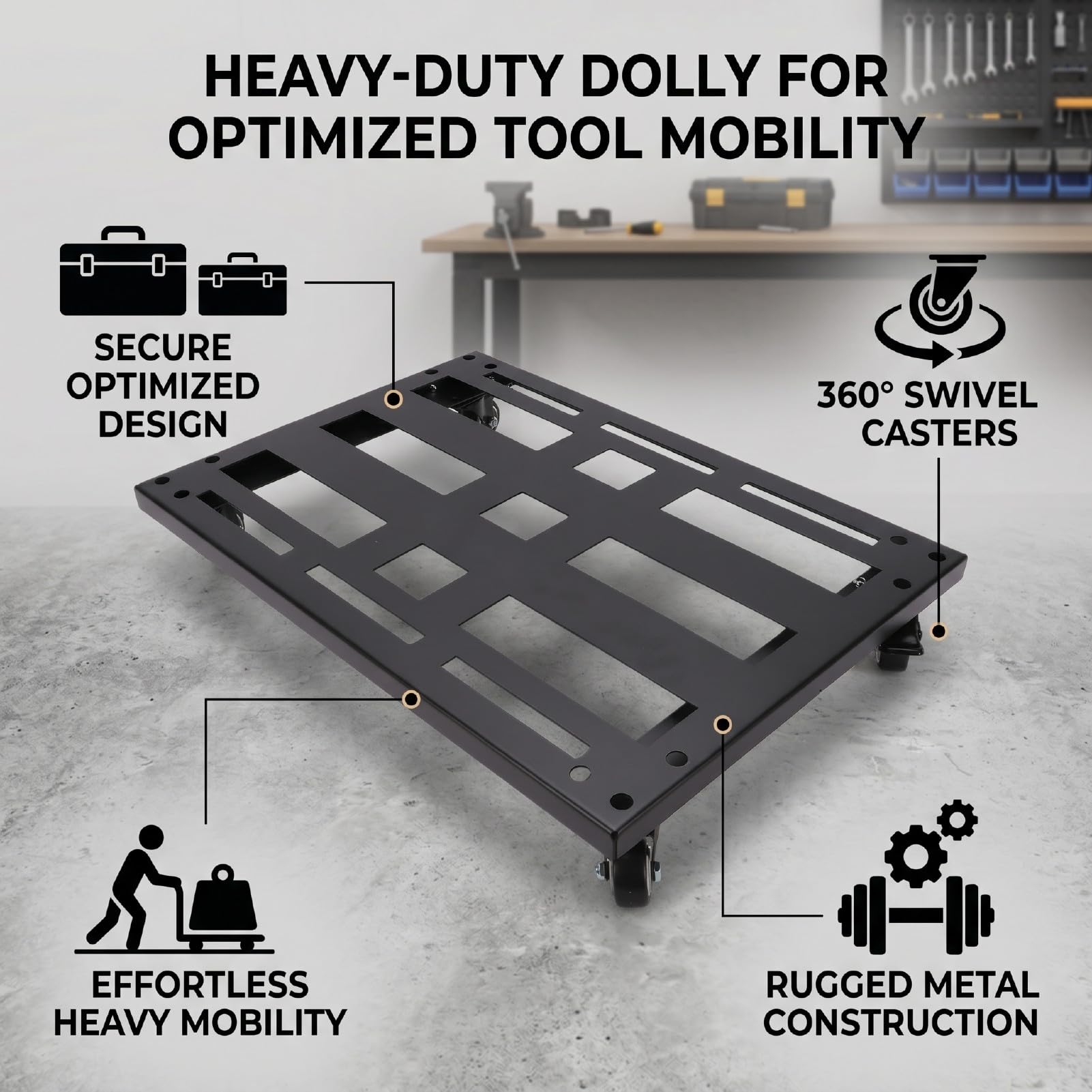banapoy Metalowy Wózek Transportowy, Obrotowe Kółka 360, Heavy Duty (1,5