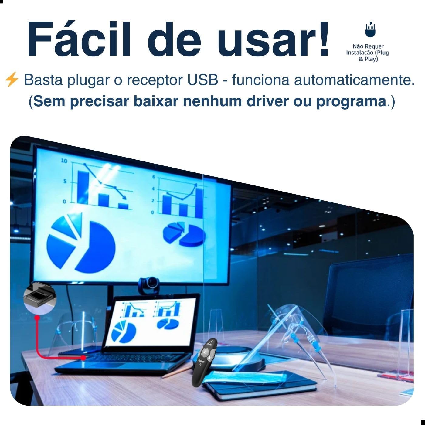 Controle Apresentador de Slides Sem Fio USB – Passador Portátil para Aula, Palestra, Congresso e Reunião – Compatível com PowerPoint e Keynote Controle Apresentador de Slides Sem Fio USB – Passador Portátil para Aula, Palestra, Congresso e Reunião – Compatível com PowerPoint e Keynote