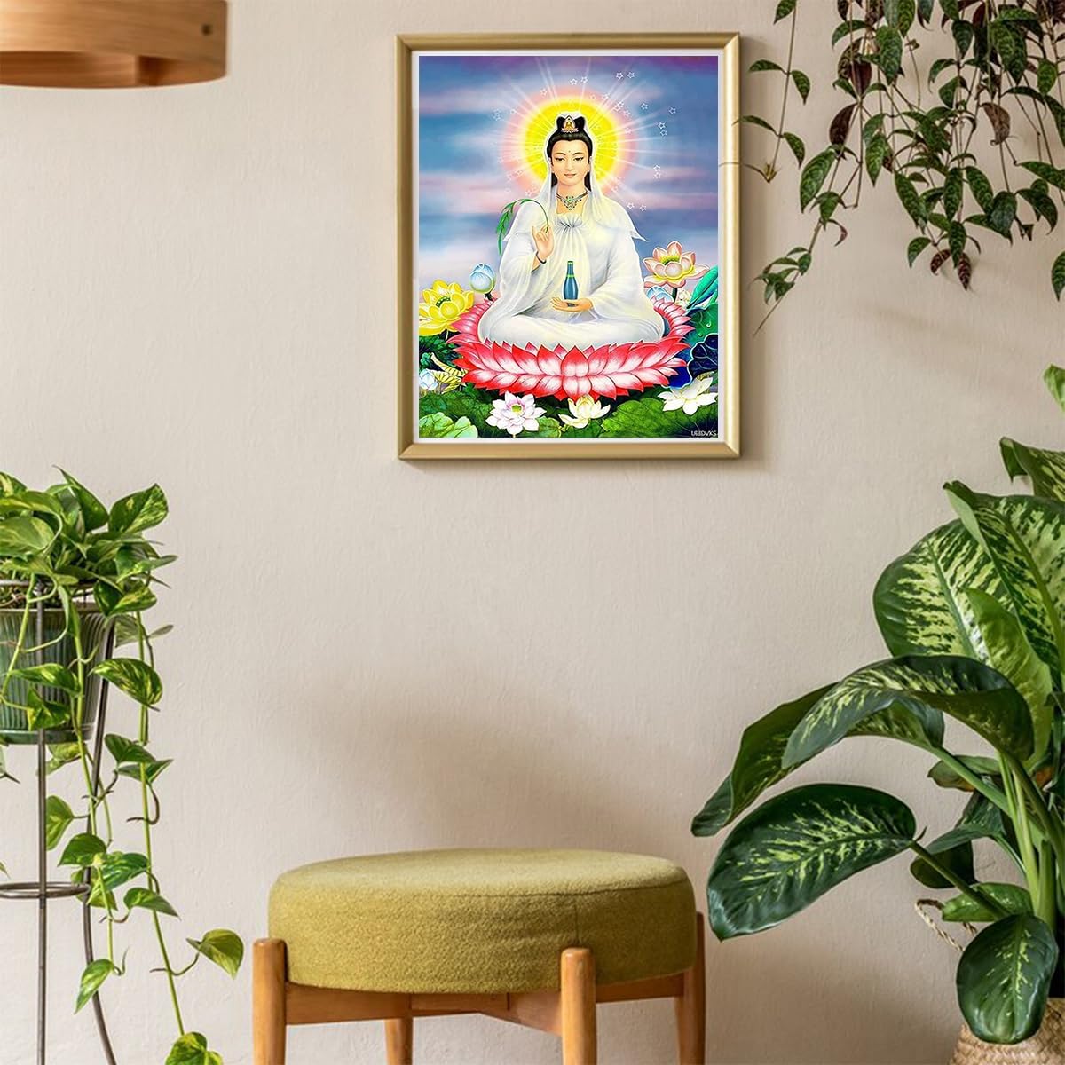 UIBDVKS Kuan Yin Buddha of Compassion Lotus Diamond Painting Kit DIY 5D Painting by Numbers Art Craft Adult Cross Stitch Kits Home Wall Decor 12x16 inch image 3