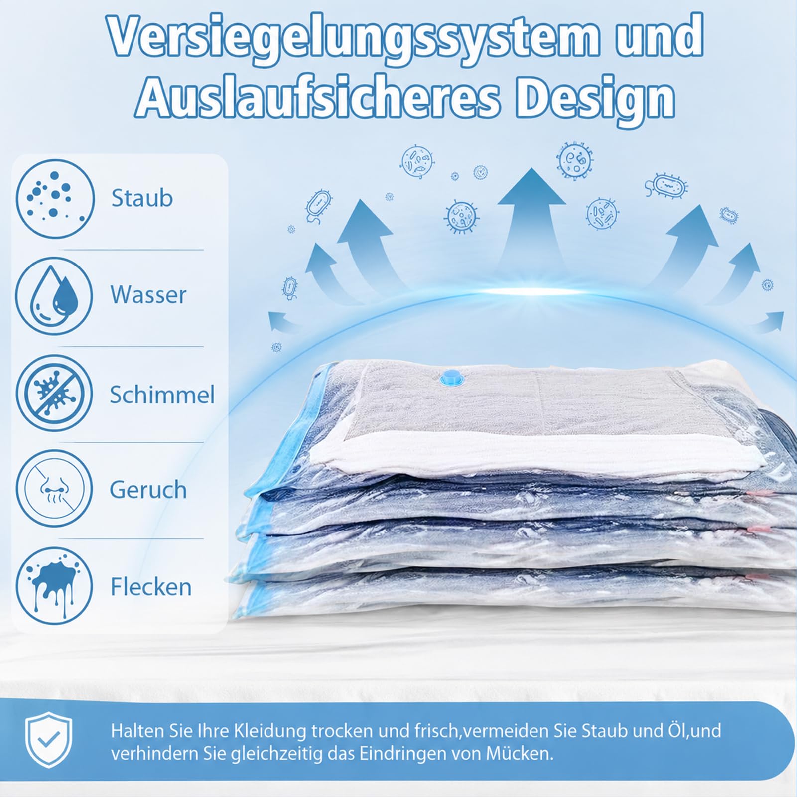 Vakuumbeutel für Kleidung 20 Stück mit Elektrischer Luftpumpe Vakuumierbeutel (5xJumbo/5xGroß/5xMittel/5xKlein) Wiederverwendbar Platzsparend Vakuumbeutel für Bettdecken,Kleidung,Reise,Kissen