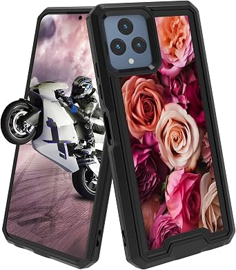for T-Mobile Revvl 6X/6 5G Phone Case Hybrid Dual Layer Hard PC & Soft Silicone Cover with A Rose Flowers Design for Women Men Heavy Duty Shockproof Protective Case for REVVL 6/6x