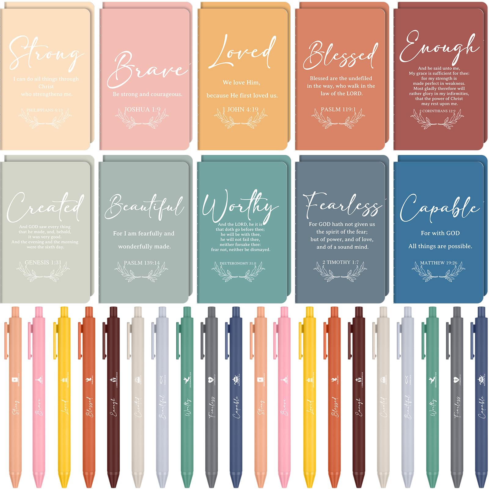 20 Sets Christian Notebooks&Inspirational Ballpoint Pens Prayer Journals Church Mini Notepads and Religious Pen Small Bible Journals Memo Pads Motivational Ballpoint Pens for Pastors Sunday School