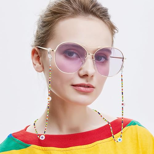 Miniatura 4 de Honbay 3.53 oz (alrededor de 720 unidades) de 0.276 in de cuentas acrílicas planas redondas con patrón de estrella, cuentas espaciadoras de