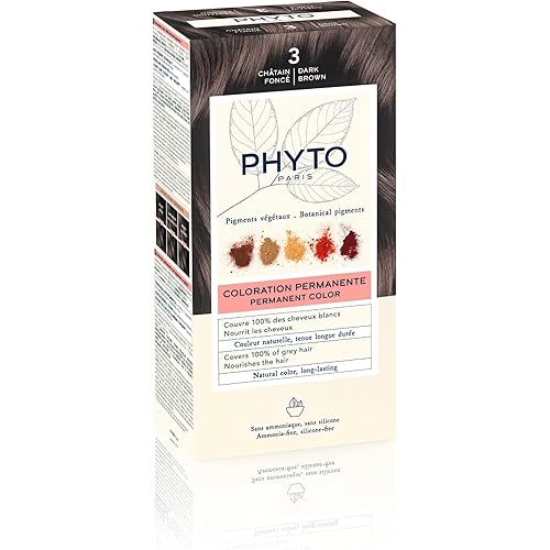 PHYTO Phytocolor Permanent Hair Color with Botanical Pigments, 100% Grey Hair Coverage, Ammonia-free, PPD-free, Resorcin-free, 0.42 oz