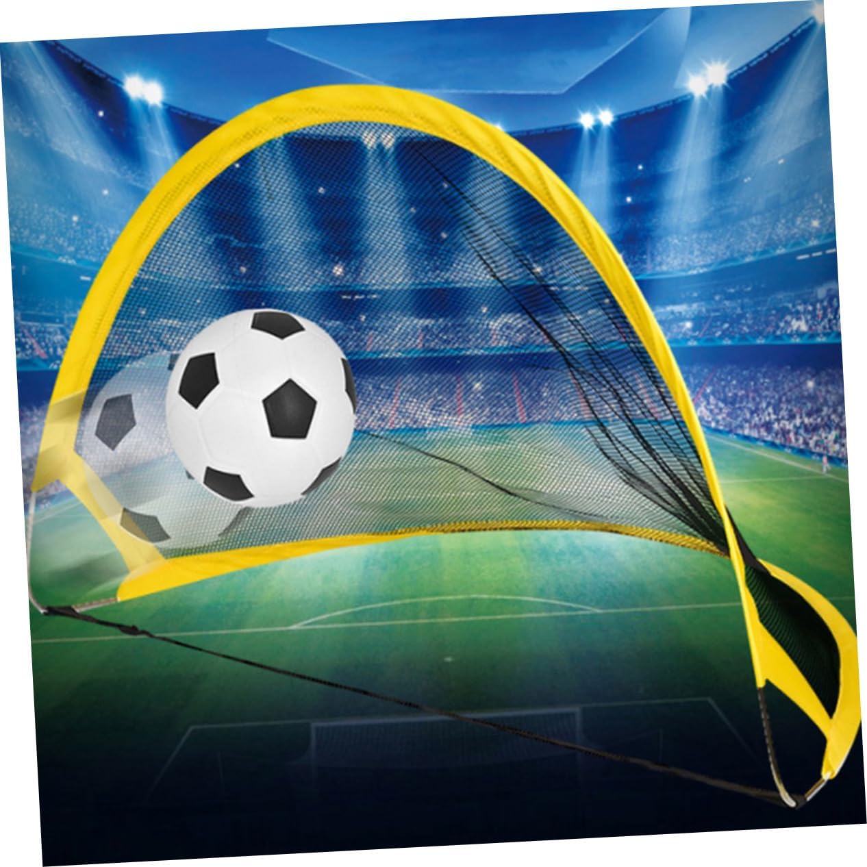 2 Pcs Mini Football Goal Set Popup Soccer Nets with Inflatable Ball Pump and Iron Stakes for Outdoor Training and Backyard Play Foldable Football Goal Post