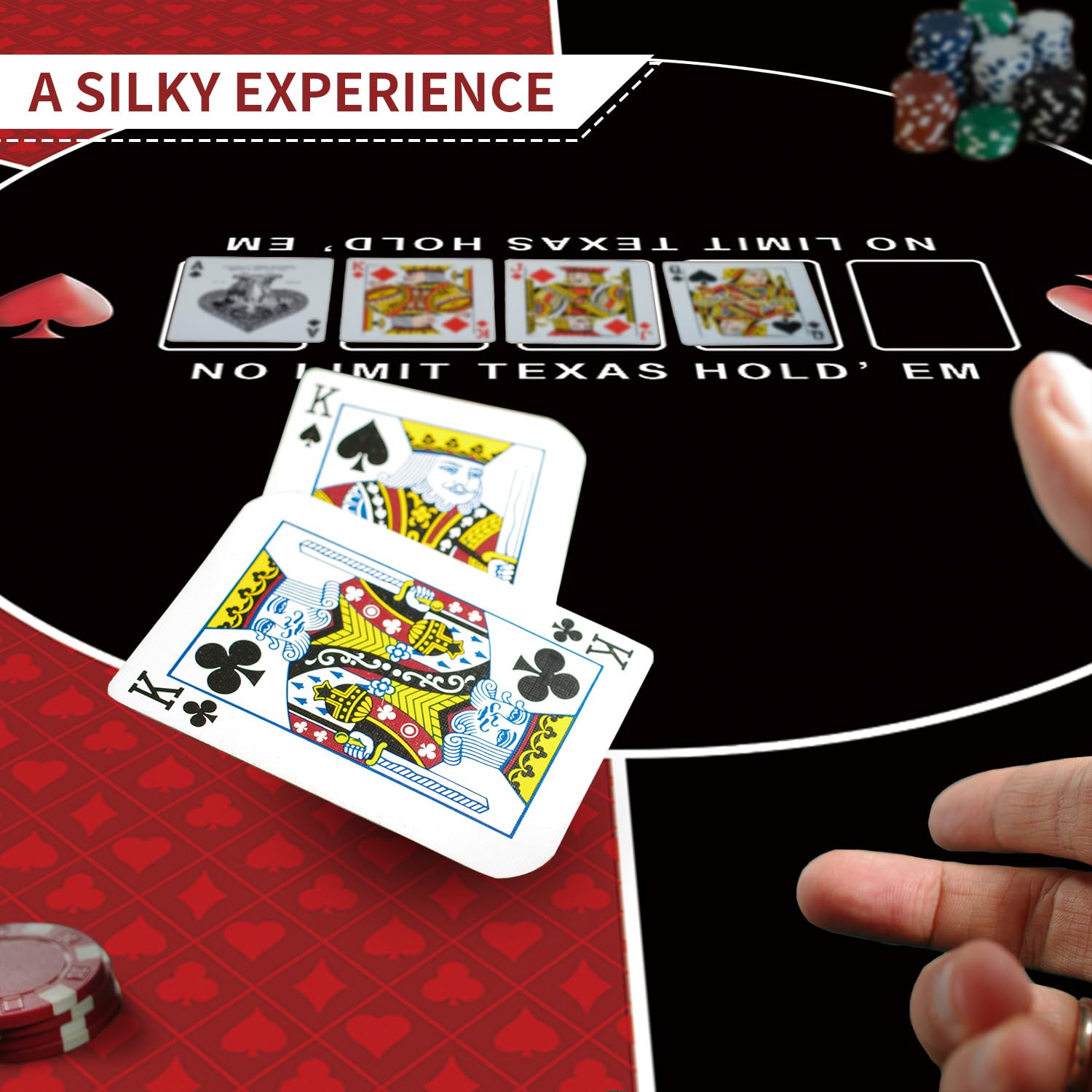 LaiEr 60/80/100/120/140/160cm Quadratische Poker Matte Texas Hold'em Poker Gummimatte Poker Topper für Tische Faltbare Tragbare Poker Tischplatte Layoutw für Poker Spiele Blackjack Casino(140 * 140cm)