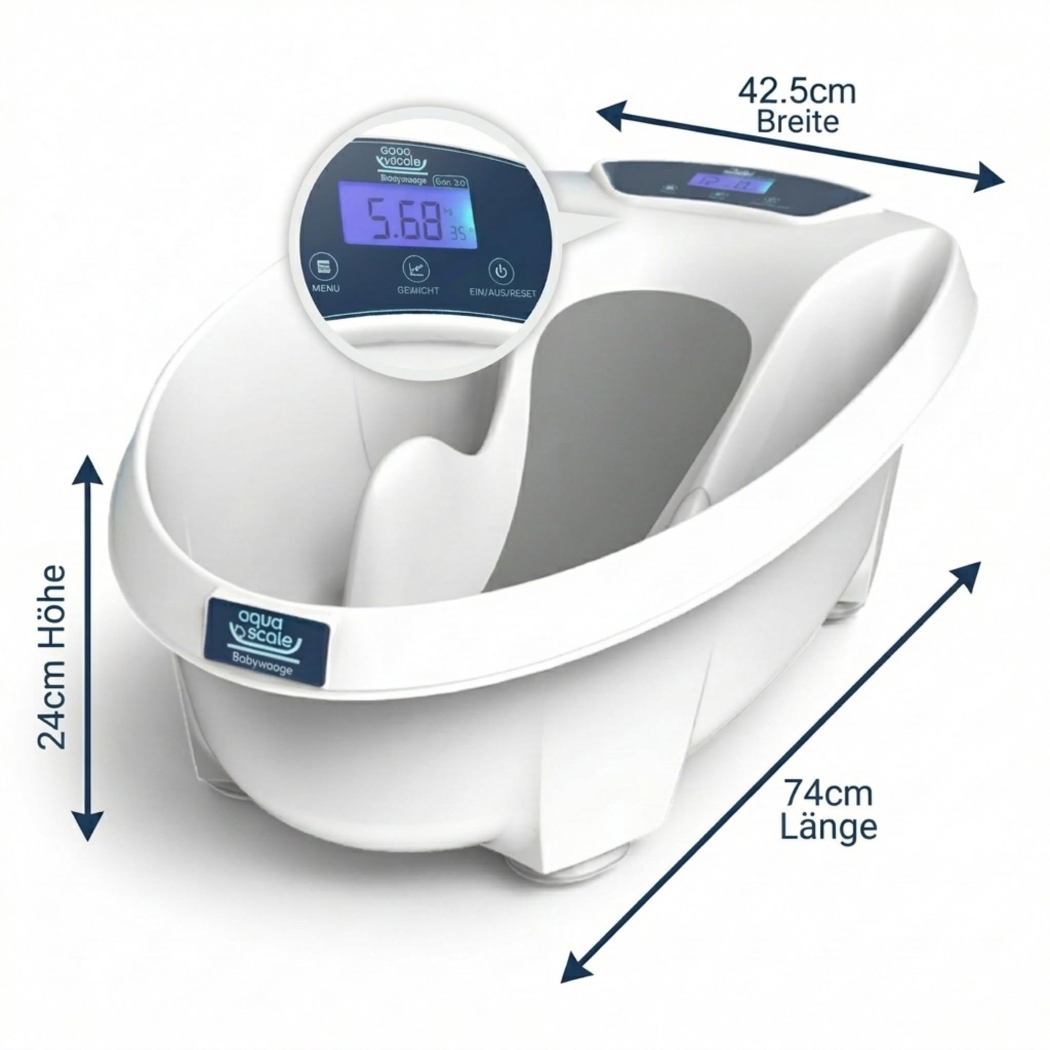 AquaScale 3-in-1 Babybadewanne, Digitalwaage und Wasserthermometer, Next Generation V3