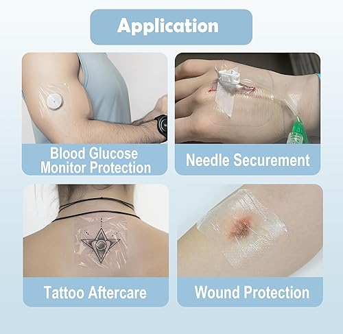 Miniatura 2 de Paquete de 50 vendajes de película transparente, adhesivos impermeables transparentes de 4 x 4.7 pulgadas, vendaje de cubierta de heridas para ducha