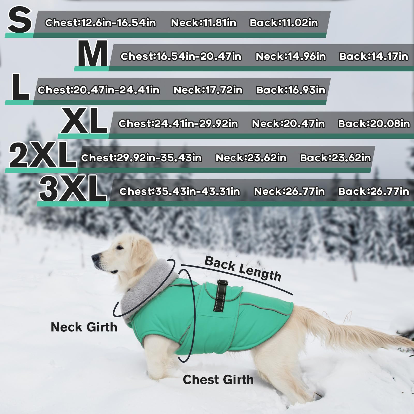 Lelepet Warm Coats and Jackets for Dogs Waterproof Winter Dog Coat for Cold Weather Reflective Dog Puffer Jacket - Image 4
