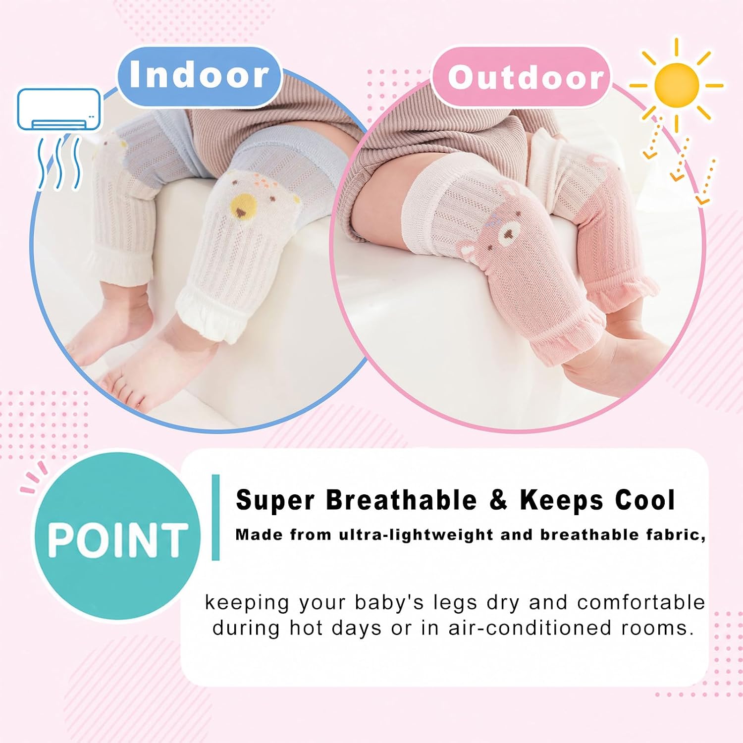 MOMSMENU Baby Leg Warmers 4 Pairs Cotton Soft for Crawling Toddler 3-24 Months