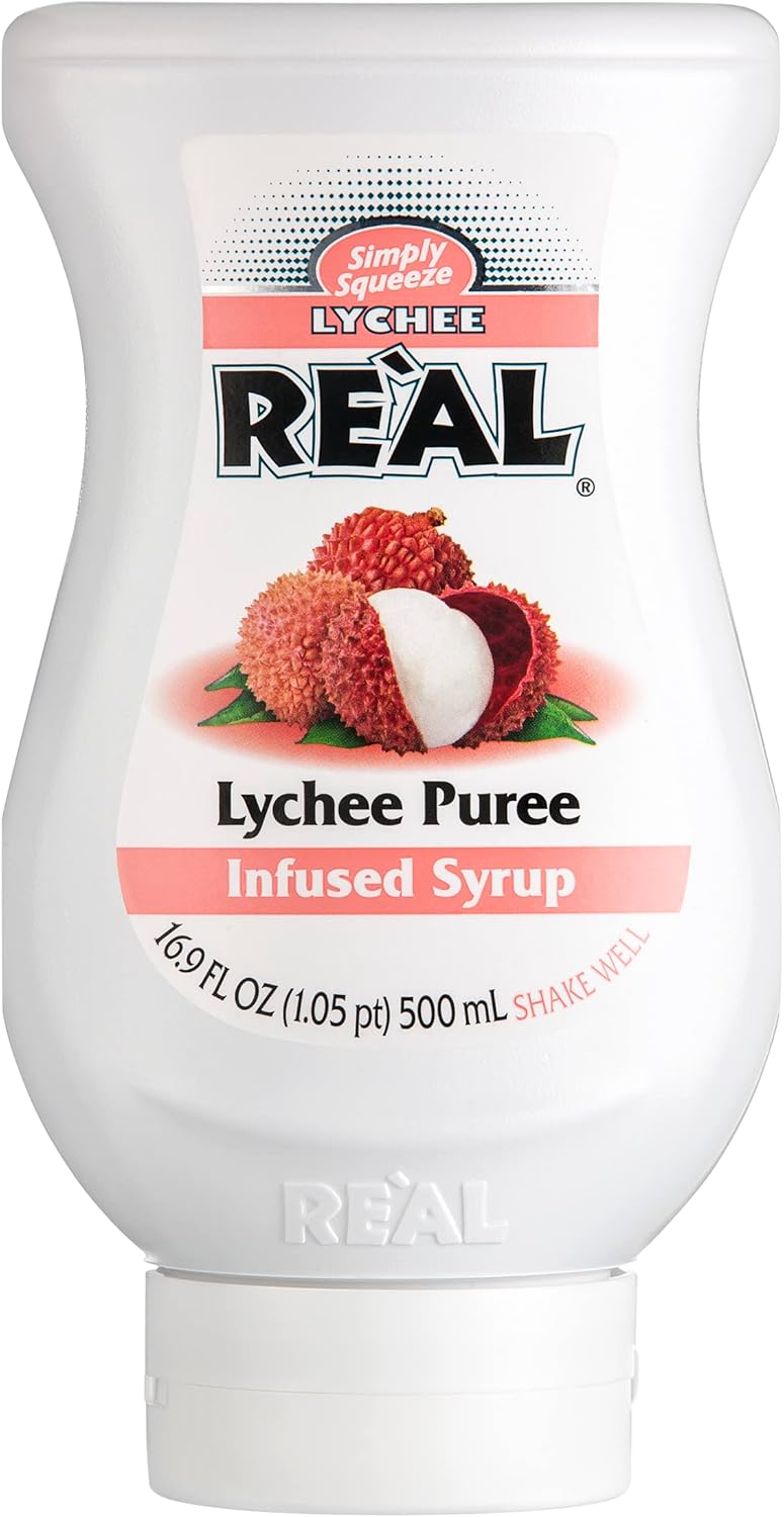 RE'AL Syrups Lychee Puree Infused Fruit Syrup, Great for Cocktails