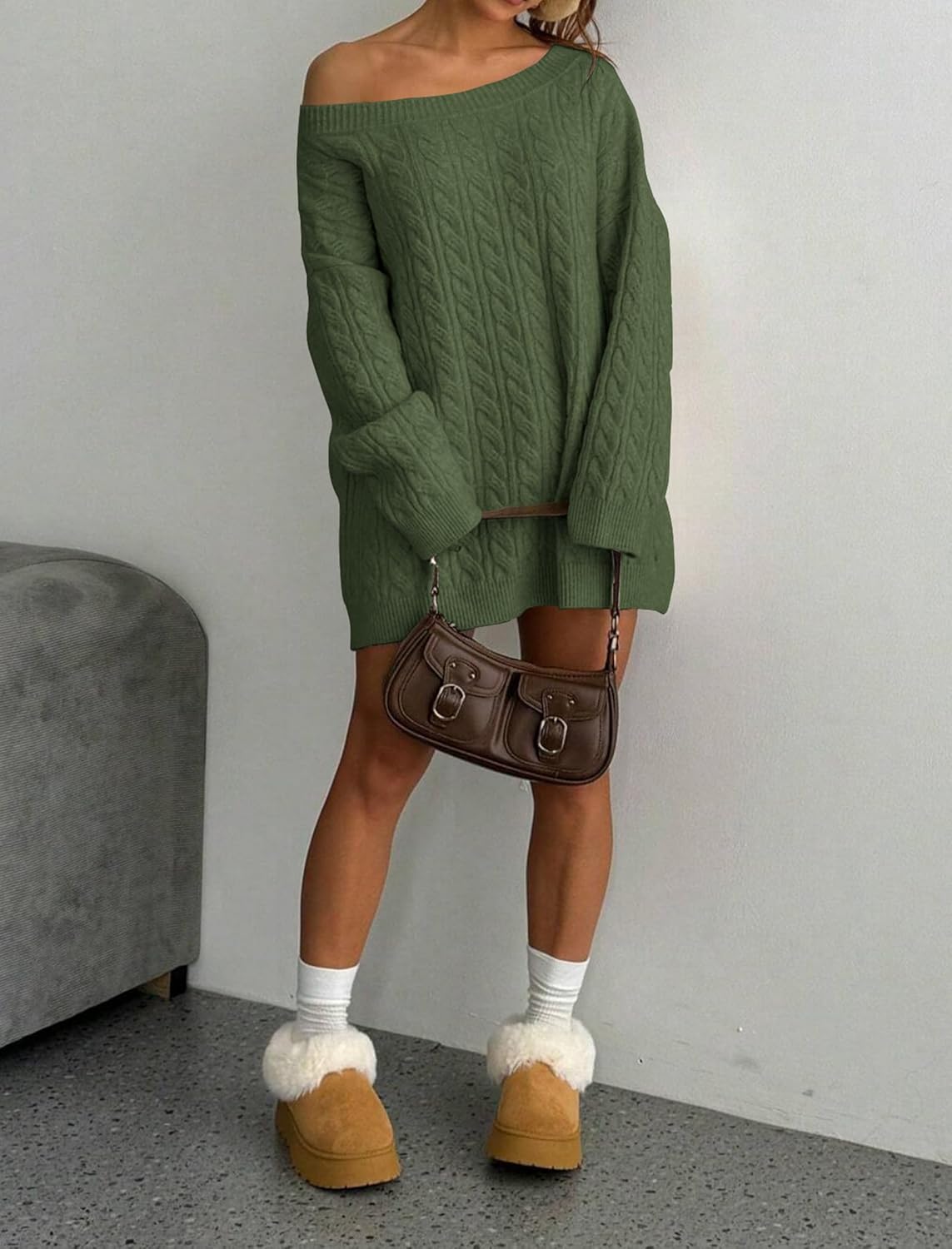 ZAFUL Women's Oversized Sweaters Cable Knit Casual Long Sleeve Crew Neck Sweaters Fall Winter Pullover Sweater 2025 - Image 3