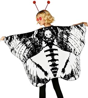 Halloween Moth Costume Women Butterfly Wings Cape with Moth Antenna Headband for Halloween Party Cosplay Accessories