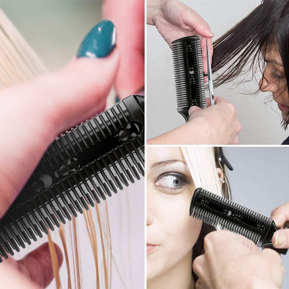 3 Pieces Razor Comb with 10 Pieces Razors, Hair Razor Combs Double Hair Cutting Comb with 10 Stainless Steel Blade, Hair Thinning Comb Slim Haircuts Cutting Tool