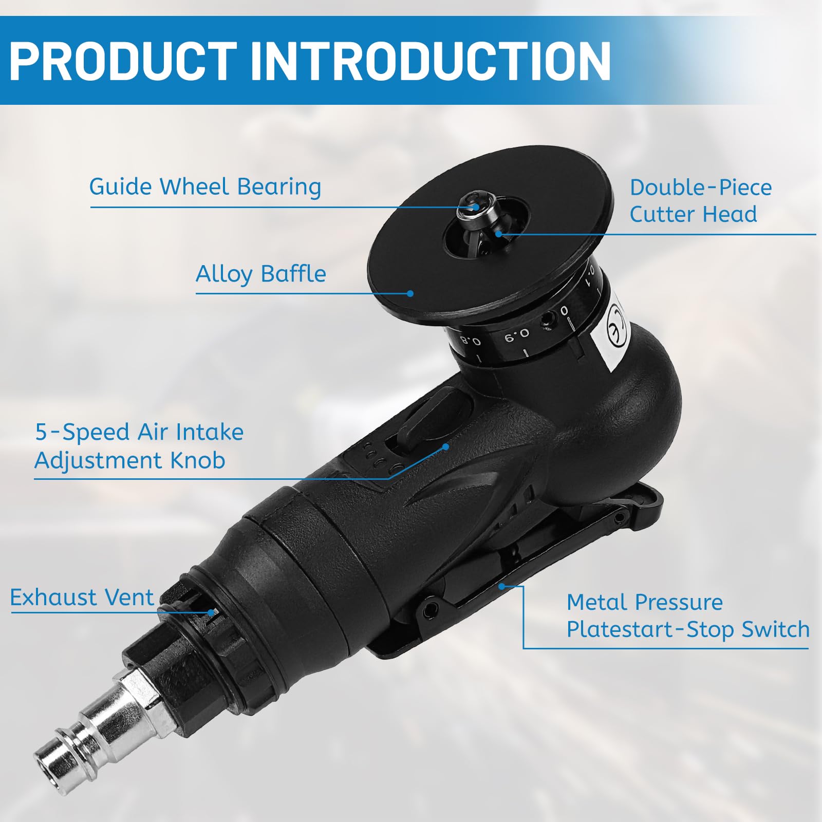LALAGO Mini Smussatrice Pneumatica Portatile 2 in 1, Air Chamfering Tool con lame angolari 6C&6R, Mini Strumento ad Arco di 45 Gradi per Smussatura ad Aria Utensile per Taglio e Sbavatura dei Metalli