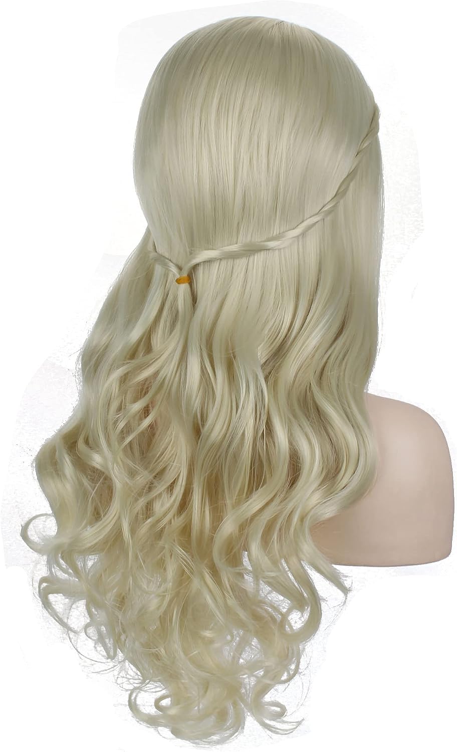 OKVGO Women's Long Curly Light Blonde Wigs for Fancy Dress Cosplay Costume Party Ladies with Wig Cap, 27.56 inch - Image 3