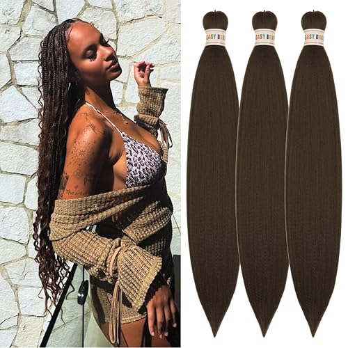 Dark Brown Braiding Hair Pre Stretched for Knotless Braids Color
