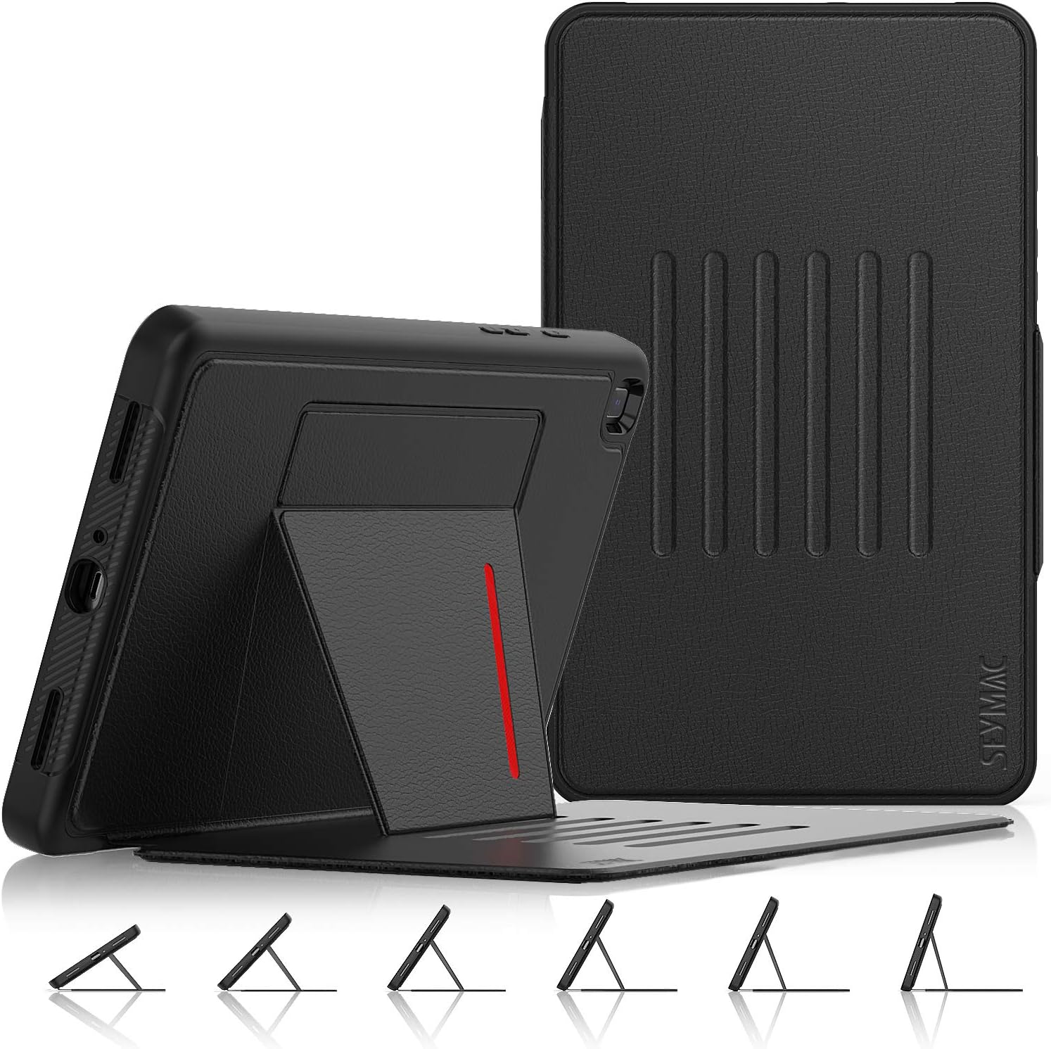 SEYMAC stock Case for Galaxy Tab A 8.0 2019 (Models: SM-T290 /T295 /T297), Shock-Proof Magnetic Auto Adsorb Stand Cover with Card Slot, Multi-Angle Feature for Galaxy Tab A 8.0(Black/Black)