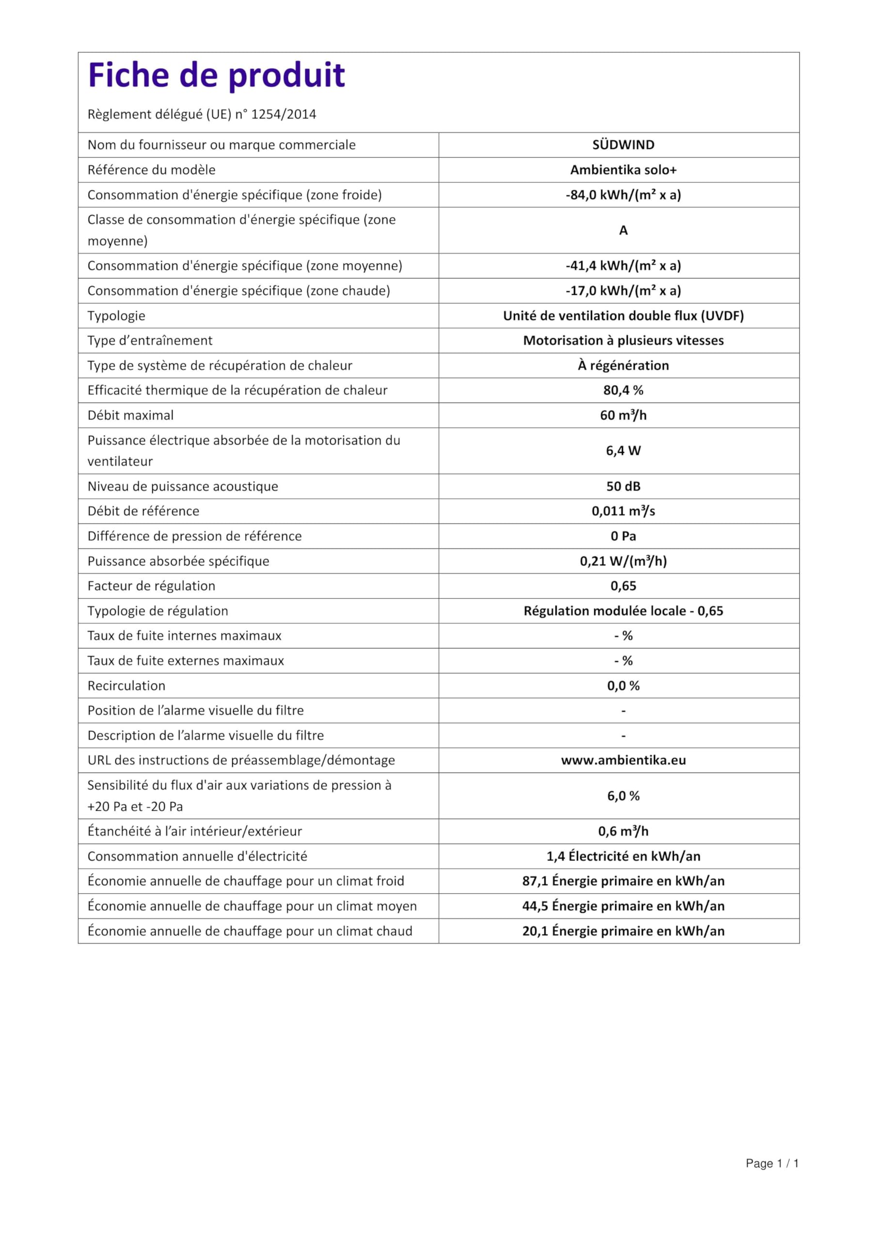 FLOW EASY-UV - unité de récupération de chaleur décentralisée