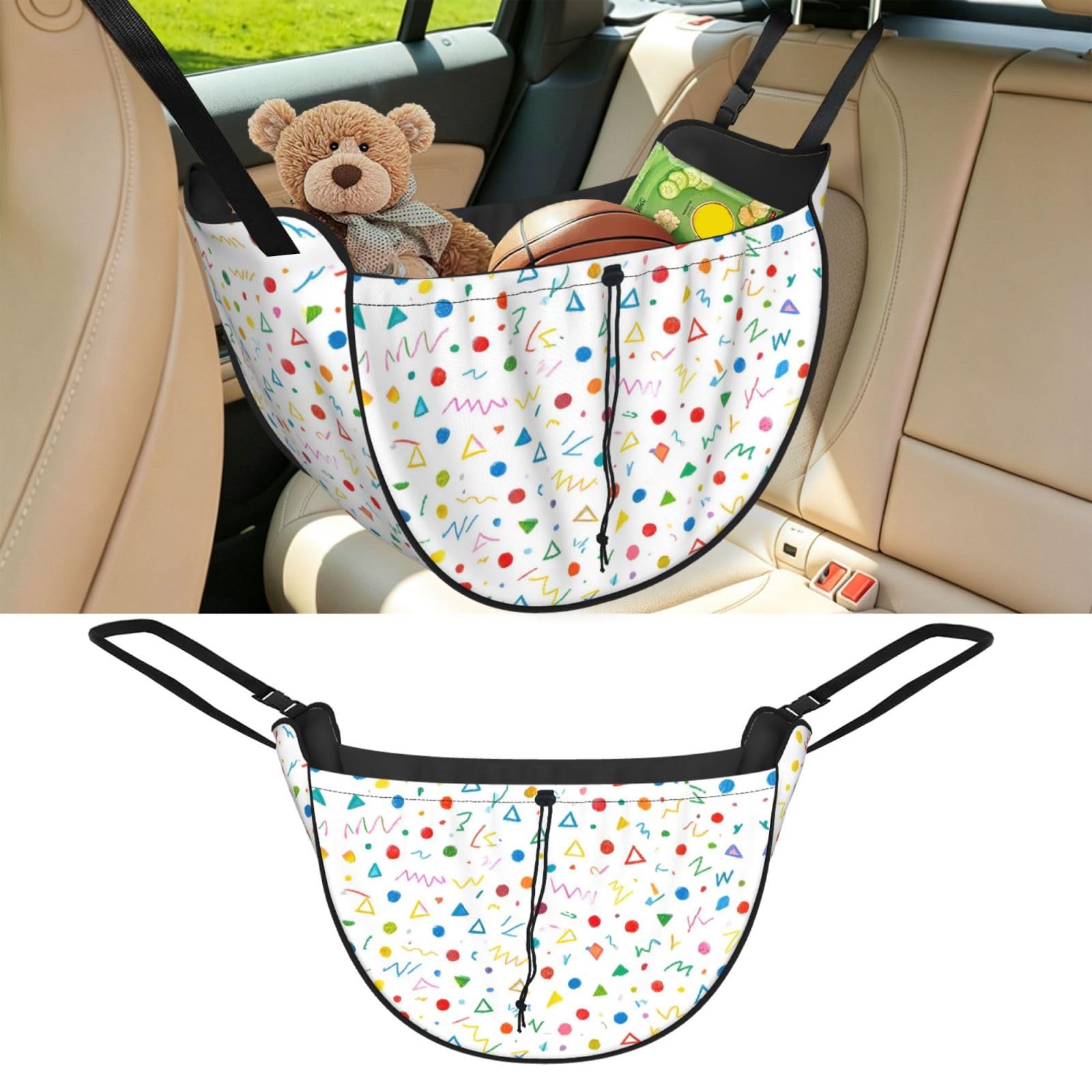 Cntdbu Black Doodle Mash Car Seat Organizer-Backseat Storage Bag For Travel