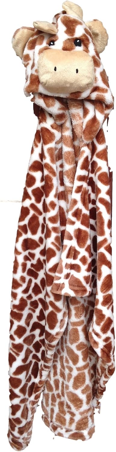 Hooded Toddler Blanket | Plush Soft Animal Baby or Infant Hoodie Blankie 36x27 + Hood