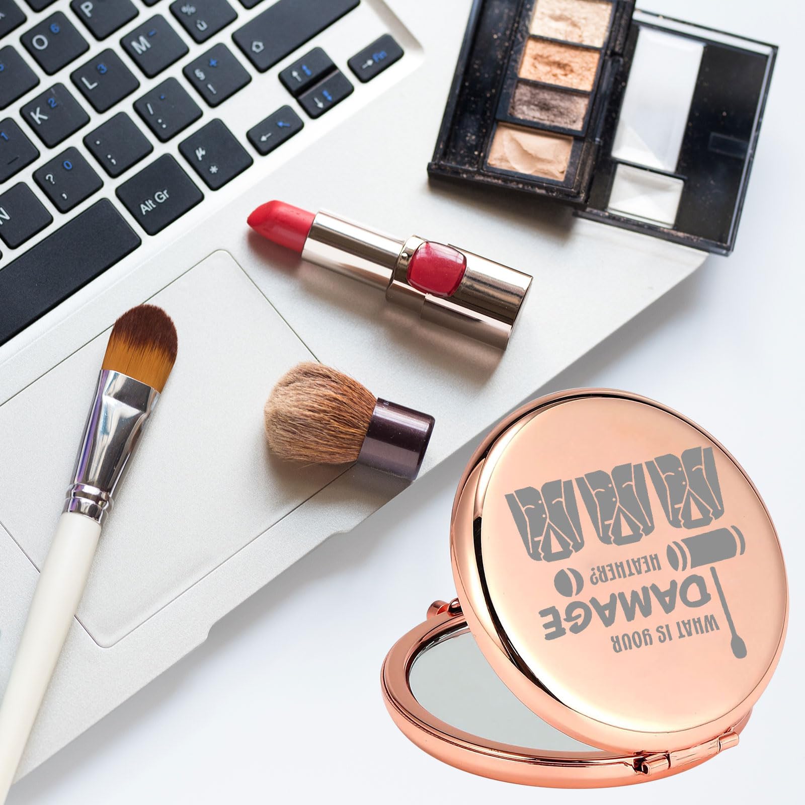 MYOSPARK Heathers Musical Make-up-Spiegel – Kompakt, Doppelseitig, Mit Motiv-Gravur, Geschenk Für Theaterfans