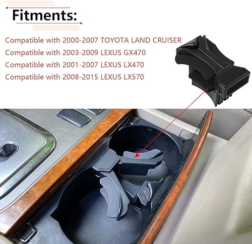 Miniatura 3 de RLB-HILON Soporte para vasos compatible con Lexus LX470 2001-2007  LX570 2008-2015  GX470 2003-2009, para Toyota Land Cruiser 2000-2007, divisor de
