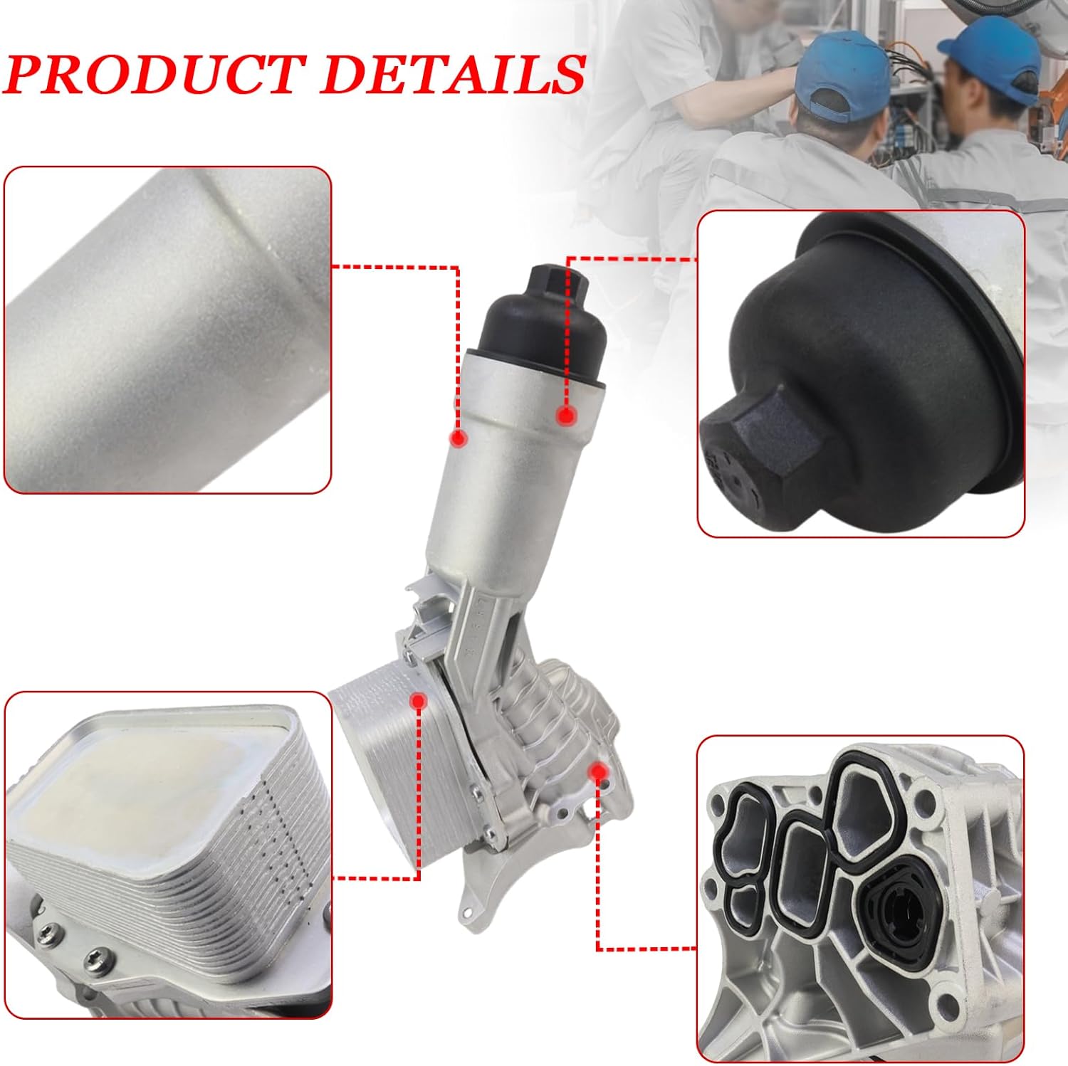 11428651710 Upgrade Aluminum Engine Oil Cooler Filter Housing with Oil Cooler Sensors & Gaskets for BMW B48 230i 330 430i 530i 540i X3 X4 Z4 G20 G22 G320 G11 G01 G02 2017-2023,11428580414 11428580415