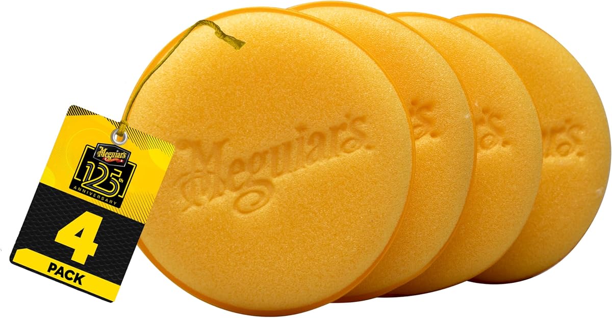 Meguiar's 4" Foam Applicator Pads, 4 Pack | Ultra-Soft Hand Applicators ,Tight-Cell Foam Construction , Smooth Application of Waxes, Polishes, Tire Dressing, Protectants