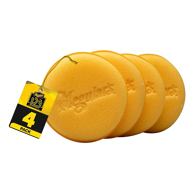 Meguiar's Foam Applicator Pad 4 Pad (Car Polish/Wax Applicator) Durable & Washable | Ultra-Soft Hand Applicators ,Tight-Cell Foam Construction , Smooth Application of Waxes, Polishes, Tire Dressing, Protectants