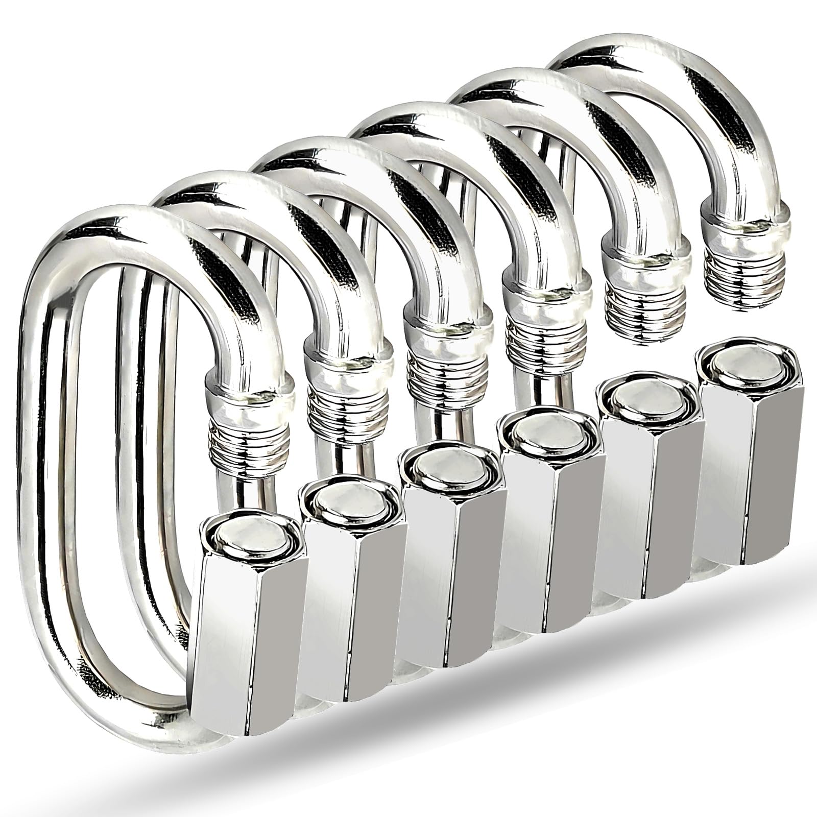 6PCS Stainless Steel Quick Link Chain Connector Clips Threaded Locking Carabiner, Heavy Duty D Shape Quick Links Screw Carabiner Clip, Safety Chain Hooks for Swing Outdoor Camping