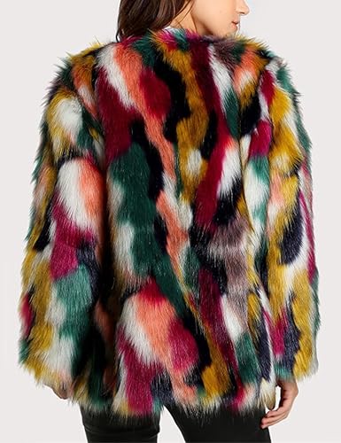 Vista 4 de Yimoon Abrigos de piel sintética para mujer, abrigo mullido y mullido