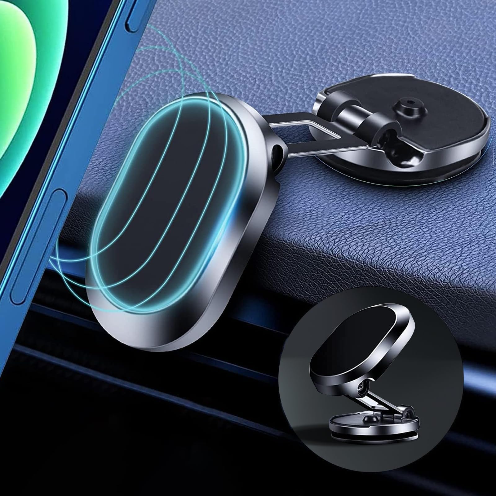 QianyouCar Phone Holder Mount Magnetic, Folding Universal Magnet Car Phone Mount 360° Dashboard Phone Holder for Cars Screens Mobile Phone Cradle for iPhone 13 Pro Max 12 11 XS 8 Plus, for Samsung