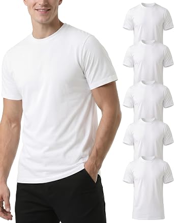 5 Pack Breathable Cotton Blend Men's T-Shirts Crewneck Undershirts Tees