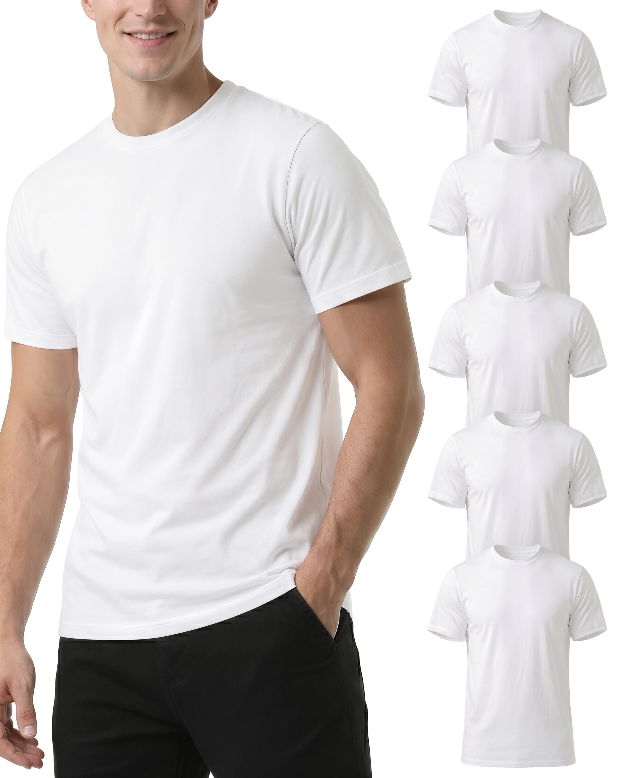 NY Threads 5 Pack Breathable Cotton Blend Men's T-Shirts Crewneck Tees