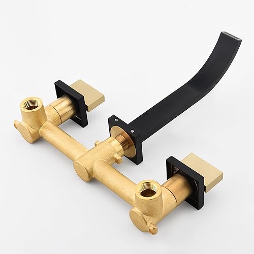 Vista 11 de sumerain Grifo de baño de níquel cepillado Grifo de baño de montaje en pared con válvula áspera