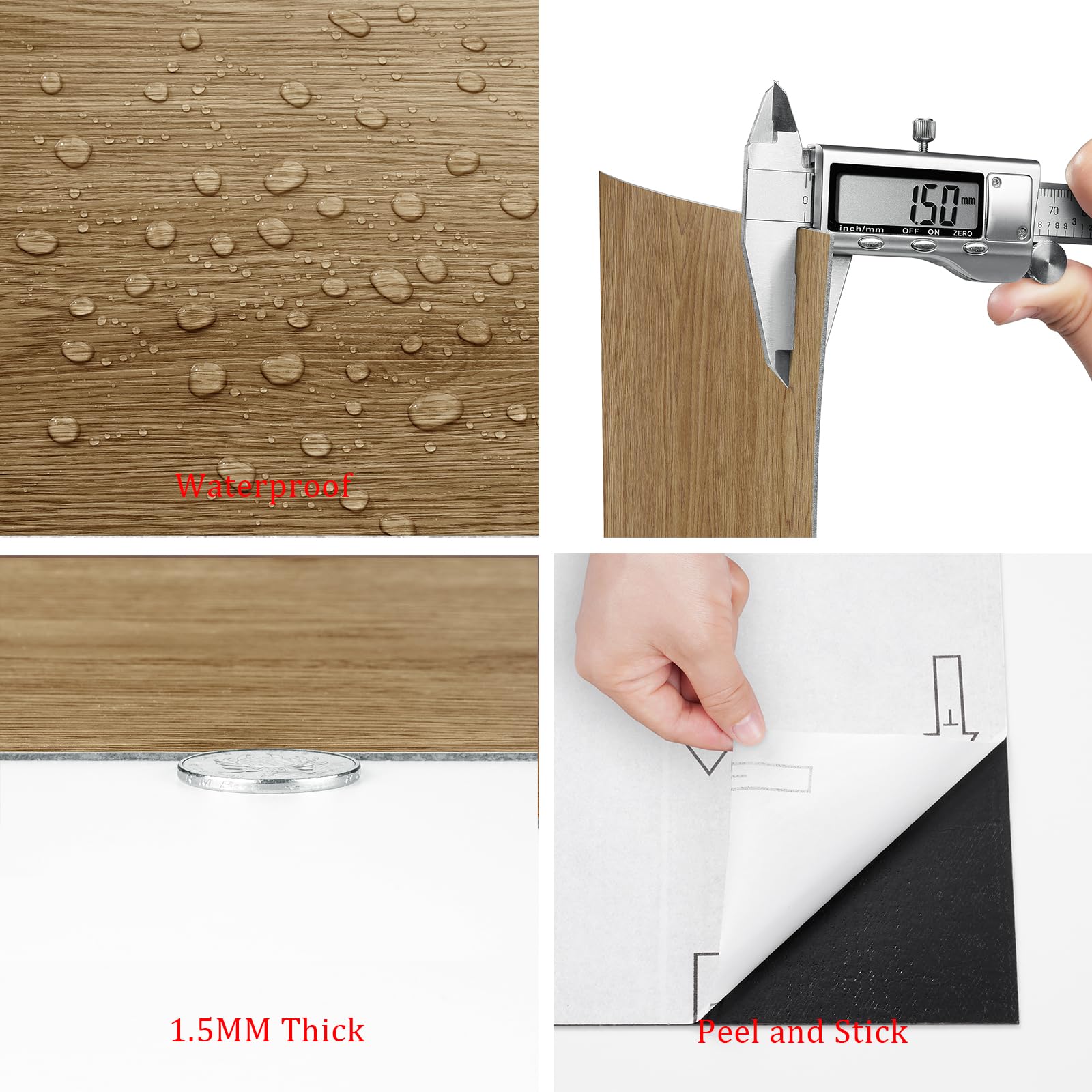 Livelynine Piastrelle Adesive Pavimento Legno Rovere Pavimento Adesivo Bagno Cucina Piastrelle Adesive Pavimento Parquet 30x30CM 32-Piastrelle Linoleum Adesivo per Pavimento Camera da Letto Soggiorno