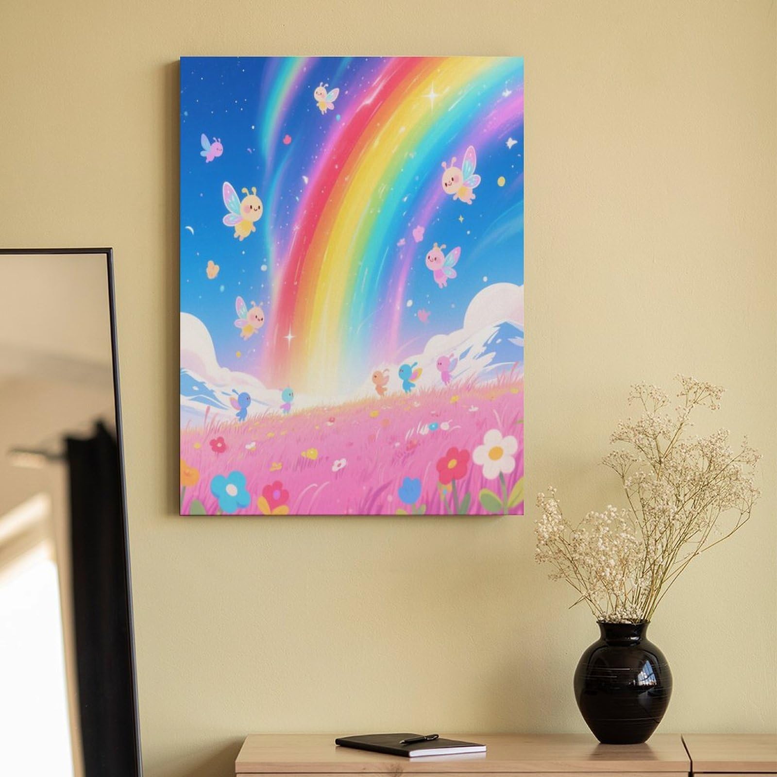 KOAYUBFC Regenbogen-Malen-nach-Zahlen-Set für Erwachsene, Anfänger, Erwachsene, Malen-nach-Zahlen-Kits auf Leinwand, DIY-Acryl-Ölfarben, Gemälde mit Pinseln für Geschenk, Heimdekoration