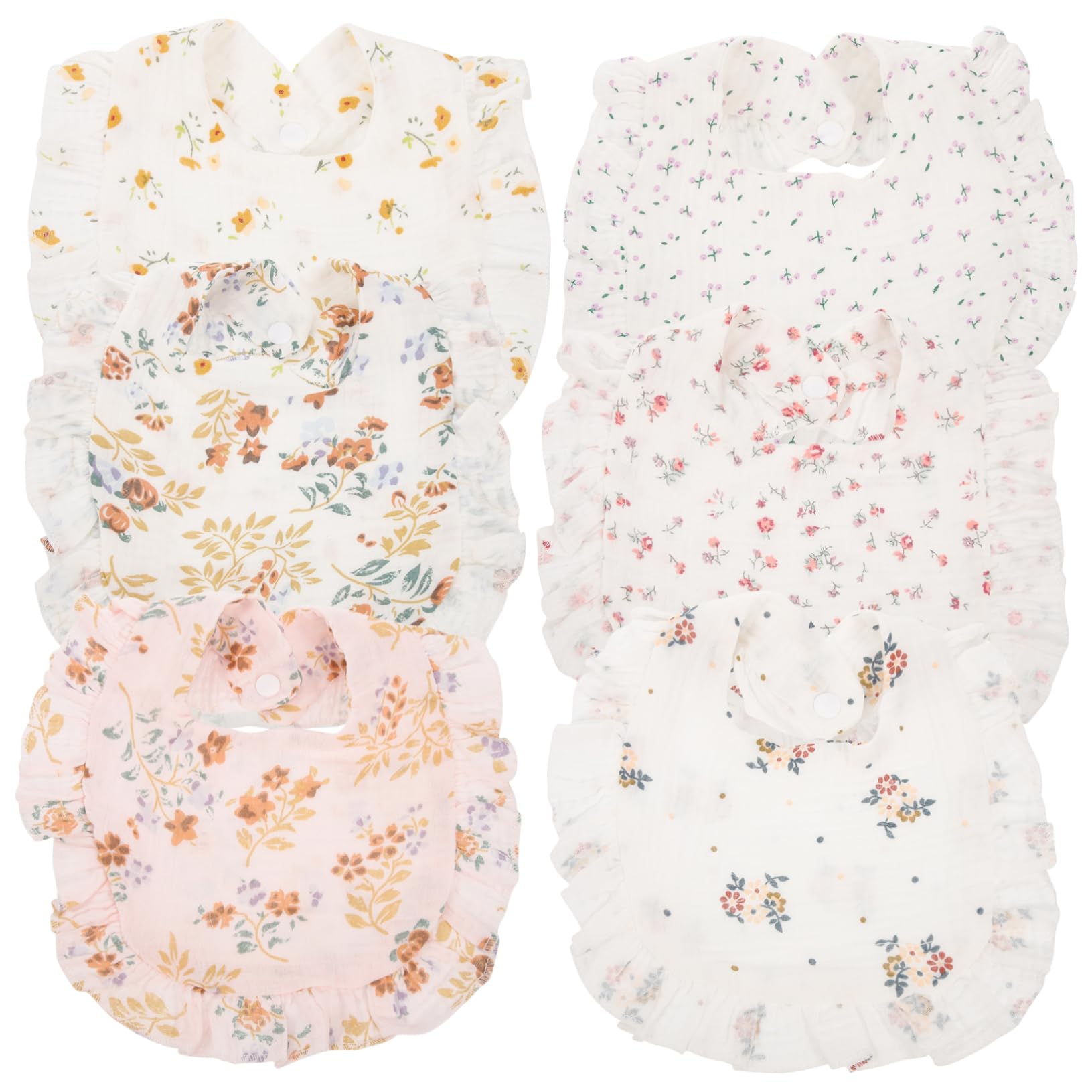 Abaodam 3 Set Di Bavaglini Per La in Cotone Per Neonati Bavaglini Per L'alimentazione Lavabili E Riutilizzabili Con Design Arricciato Per Bambina 6 Pezzi*3