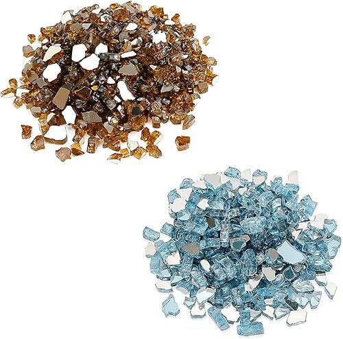 Grisun Vidrio de fuego para hoguera, rocas de vidrio templado reflectante de 12 pulgada de alto brillo para chimenea natural o propano, 20 libras,