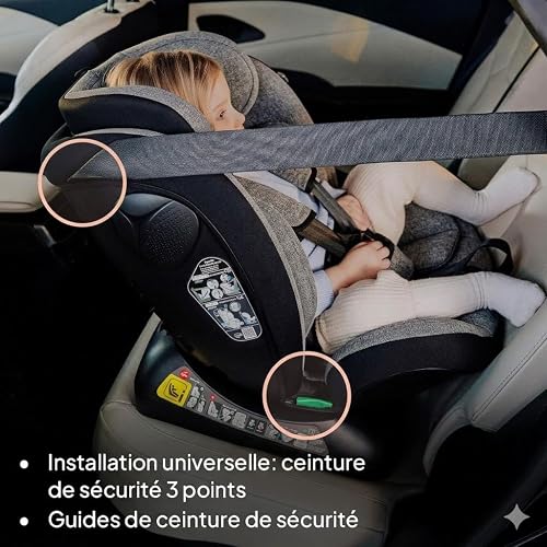 Nania Prato evol +, Siège auto enfant, I-Size, 40-150 cm, dos route jusqu'à 105cm, Evolutif naissance à 12 ans, Fixations ceinture de sécurité, Réglage de l'Appui-tête et de l'Inclinaison. - 6