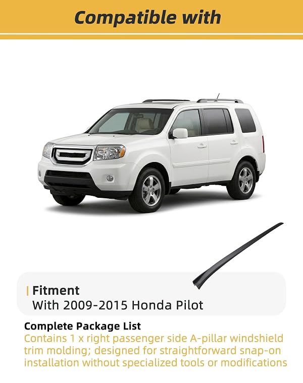 Flecto Right A Pillar Passenger Side Windshield Trim Molding Compatible with 2009-2015 Honda Pilot, Replaces 73152-SZA-A01ZA 73152SZAA01ZA A-Pillar Garnish by Flecto - Used condition - Image 2