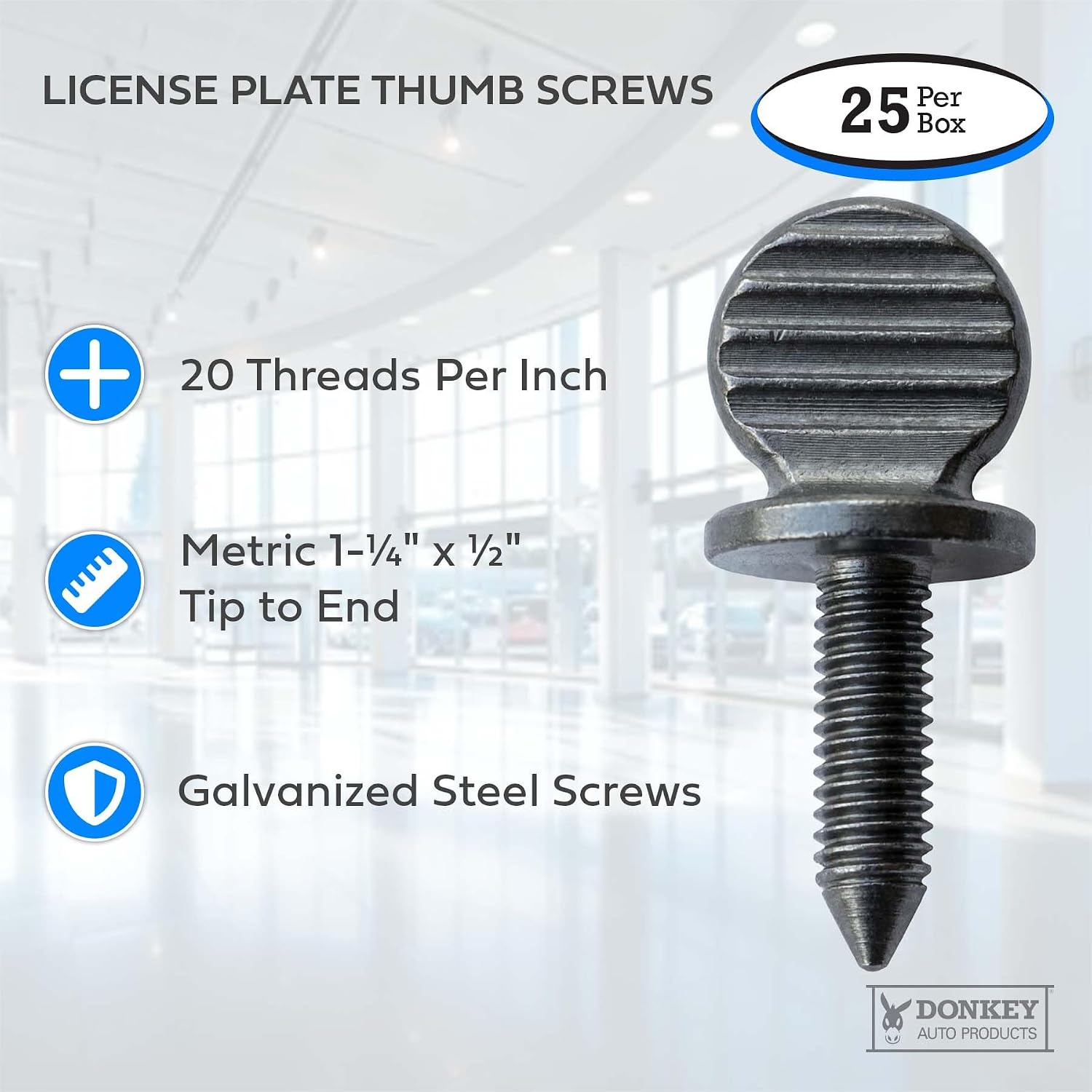 License Plate Screws - Thumb Screws - Metric Screws (25 per Box)