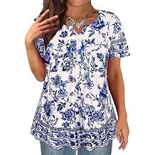 TIYOMI Plus Size Short Sleeve Tops for Women Buttons Up Shirts Summer Dressy Blouses Swing Tunics XL-5XL